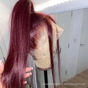 Wholesale 99J 27 Highlight Hd Full Lace Front Wig Human Hair Mink Brazilian Virgin Human Hair Lace Frontal Wigs For Black Women